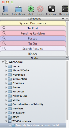 screenshot - the binder window with collections